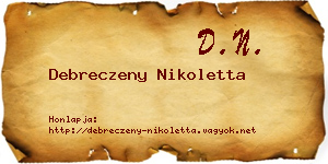 Debreczeny Nikoletta névjegykártya
